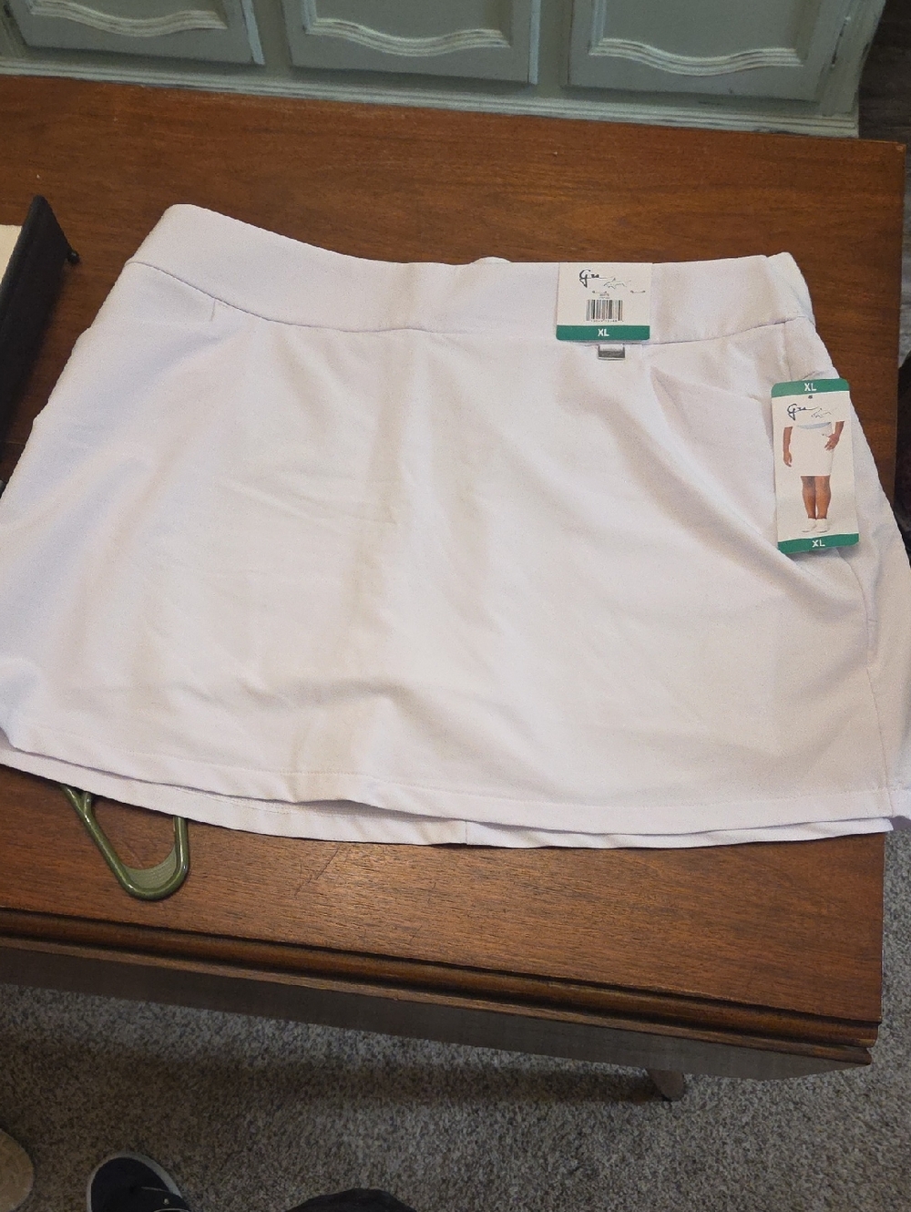 Greg Norman Collection White PlayDry Athletic Skort with Yellow Logo - XL